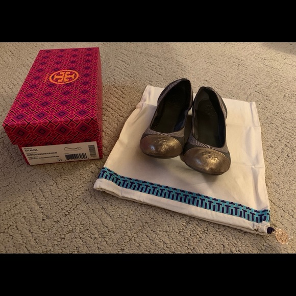 Women’s Tory Burch Gabby Ballet Flats, 11, Brown, Gold - Picture 2 of 12